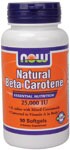 Natural Beta Carotene 25,000 IU (90 softgels) NOW Foods