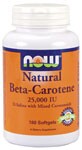 Natural Beta Carotene 25,000 IU (180 softgels) NOW Foods