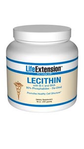 Lecithin with B-5 and BHA (95% Phosphatides, de-oiled) (16 oz granules)* Life Extension