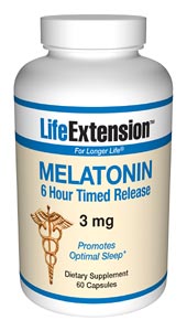 Melatonin 6 Hour Timed Release (3 mg 60 capsules)* Life Extension
