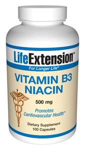 Vitamin B3 Niacin (500 mg 100 capsules)* Life Extension