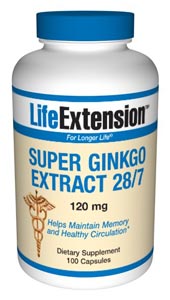 Super Ginkgo Extract 28/7 (120 mg 100 capsules)* Life Extension