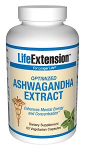 Optimized Ashwagandha Extract (stimulant free) (60 vegetarian capsules)* Life Extension