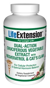 Dual-Action Cruciferous Vegetable Extract with Resveratrol & Cat's Claw (60 vegetarian capsules)* Life Extension