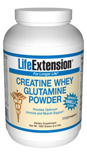 Creatine Whey Glutamine Powder (Vanilla) (1000 grams)* Life Extension