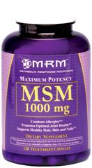 MSM Methyl Sulfonyl Methane (1000mg 120 Vcap) Metabolic Response Modifiers