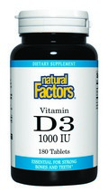 Vitamin D3 (1000 IU 180 tablets) Natural Factors