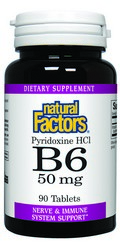 Vitamin B-6 Pyridoxine HCL (50 mg 90 tablets) Natural Factors