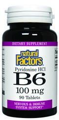 Vitamin B-6 Pyridoxine HCL (100 mg 90 tablets) Natural Factors