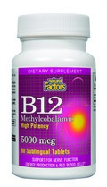 Vitamin B-12 Methylcobalamine (5000 mcg 60 tablets) Natural Factors