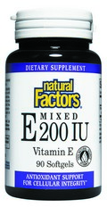 Vitamin E Mixed d-Alpha Tocopherol 100% Natural (200 IU 90 softgels) Natural Factors