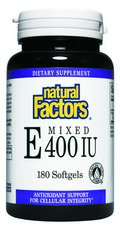 Vitamin E Mixed d-Alpha Tocopherol (400 IU 180 softgels) Natural Factors