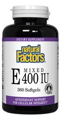 Vitamin E Mixed d-Alpha Tocopherol (400 IU 360 softgels) Natural Factors