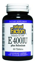 Vitamin E 400 IU Plus Selenium (60 tablets) Natural Factors
