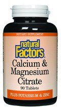 Calcium & Magnesium Citrate (250 mg-250 mg 90 tablets) Natural Factors