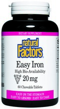 Easy Iron (20 mg 60 chewable tablets) Natural Factors