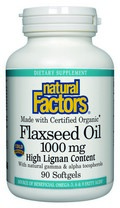 Flaxseed Oil - Certified 100% Organic (1000 mg 90 softgels) Natural Factors
