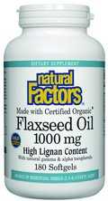 Flaxseed Oil - Certified 100% Organic (1000 mg 180 softgels) Natural Factors