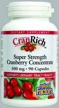 CranRich Super Strength Cranberry Concentrate (500 mg 90 capsules) Natural Factors