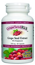 Grape Seed Extract, 95% Leucoanthocyanidins (60 capsules) Natural Factors