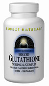 Reduced Glutathione Sublingual Complex (50 mg-100 tabs) Source Naturals