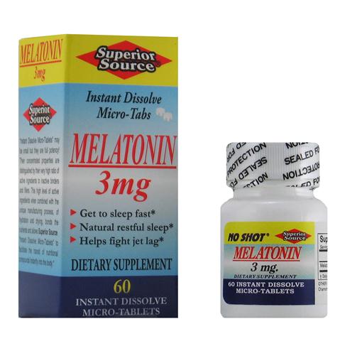 Melatonin 3 mg w/ Camomile (No Shot, Quick Release, 60 Instant Dissolve Mini Tabs) Superior Source