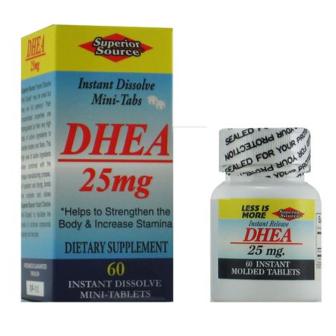 DHEA  25 mg (No Shot, Quick Release, 60 Instant Dissolve Mini Tabs) Superior Source