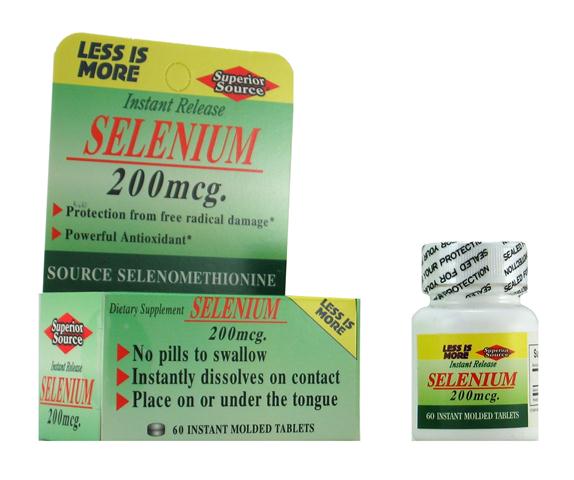 Selenium 200mcg. (from Selenomethionine 19.5mg.) (No Shot, Quick Release, 60 Instant Dissolve Mini Tabs) Superior Source