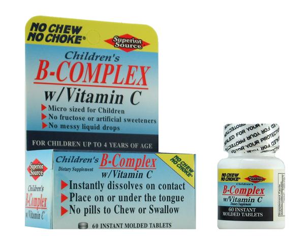 Children's Vitamin B Complex Vitamins (No Shot, Quick Release, 60 Instant Dissolve Mini Tabs) Superior Source