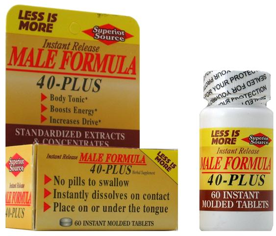 Male Formula 40 Plus (No Shot, Quick Release, 60 Instant Instant Dissolve Mini Tabs) Superior Source