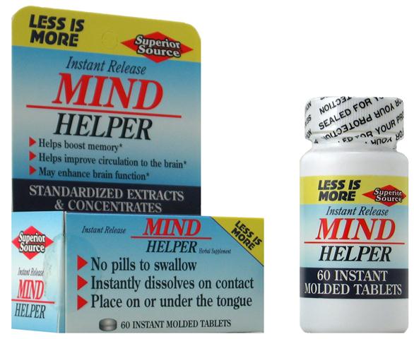 Mind Helper (No Shot, Quick Release, 60 Instant Dissolve Mini Tabs) | Standardized Extracts & Concentrates Superior Source