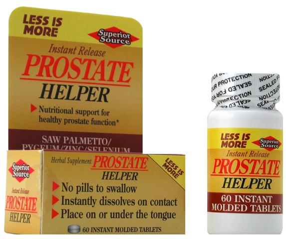 Prostate Helper (No Shot, Quick Release, 60 Instant Dissolve Mini Tabs) | Saw Palmetto Pygeum Zinc & Selenium Superior Source