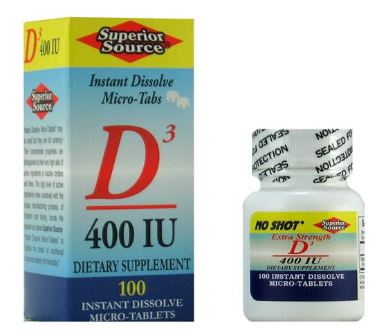 Vitamin D3 400 IU (No Shot, Quick Release, 100 Instant Dissolve Mini Tabs) | Cholecalciferol Superior Source