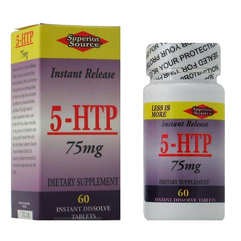 5-HTP 75 mg (No Shot, Quick Release, 60 Instant Dissolve Mini Tabs) Superior Source