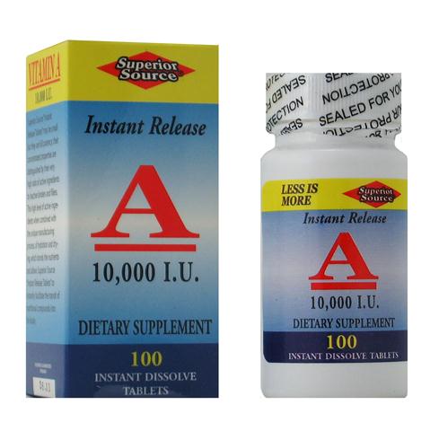 Vitamin A 10,000 IU (Not Shot Instant Release 100 Instant Dissolve Mini Tabs) Superior Source