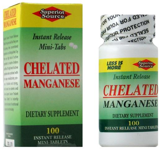 Chelated Manganese 10mg. (Amino Acid Chelate) (No Shot, Quick Release, 100 Instant Dissolve Mini Tabs) Superior Source