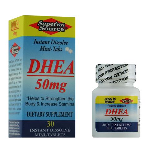 DHEA 50 mg (No Shot, Quick Release, 30 Instant Dissolve Mini Tabs) Superior Source