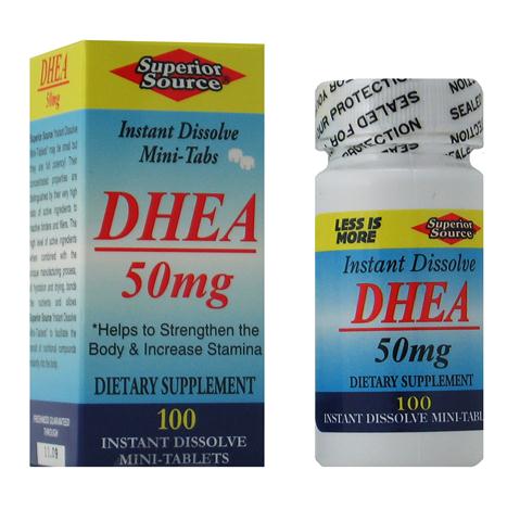 DHEA 50 mg (No Shot, Quick Release, 100 Instant Dissolve Mini Tabs) Superior Source