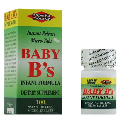 Baby Vitamin B's Infant Formula (No Shot, Quick Release, 100 Instant Dissolve Mini Tabs) Superior Source