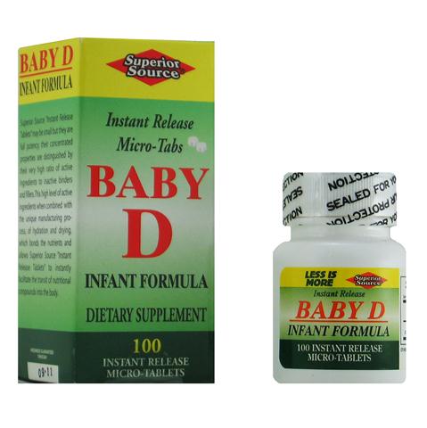 Baby D Infant Formula (No Shot, Quick Release, 100 Instant Dissolve Mini Tabs) Superior Source