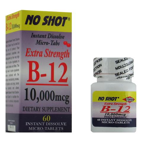 Vitamin B12 10,000 mcg (No Shot, Quick Release, 60 Instant Dissolve Mini Tabs) | Cyanocobalamin Superior Source