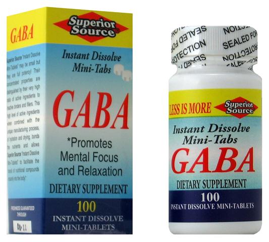 GABA (Gamma-Aminobutyric Acid) 100 mg (No Shot, Quick Release, 100 Instant Dissolve Mini Tabs) Superior Source