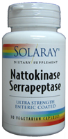 Nattokinase Serrapeptase enzymes (30 ct) Solaray Vitamins