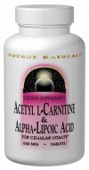 Acetyl L Carnitine & Alpha Lipoic Acid (120 Tablets) Source Naturals
