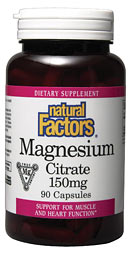 Magnesium Citrate 150 mg (90 Caps) Natural Factors