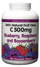 Vitamin C 500mg Fruit Chews, Berry (180 Tabs) Natural Factors