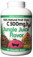 Vitamin C 500mg Fruit Chews, Jungle Juice (180 Tabs) Natural Factors