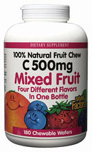 Vitamin C 500mg Fruit Chews, Mixed Fruit (180 Tabs) Natural Factors