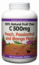 Vitamin C 500mg Fruit Chews, Peach (180 Tabs) Natural Factors