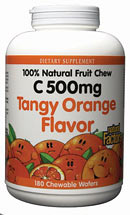 Vitamin C 500mg Fruit Chews, Orange (180 Tabs) Natural Factors